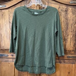 Casual Olive Green Women’s elbow Sleeve Top